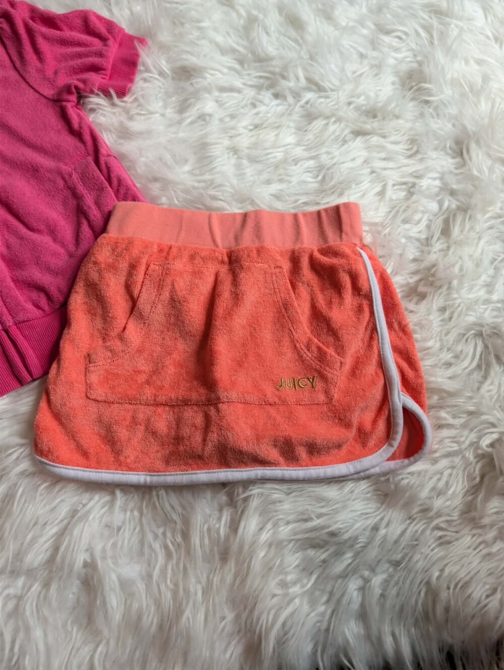 Vintage 2000s Juicy Couture Hot Pink Hoodie & Peach Coral Skort Set Nwot - Picture 4 of 4